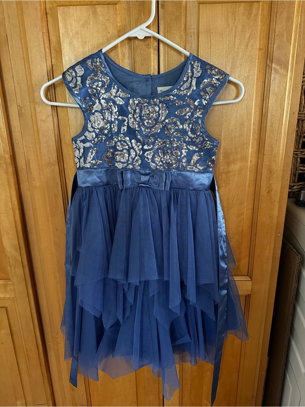 Jona Michelle Navy Blue Sequin & Tulle Party Dress